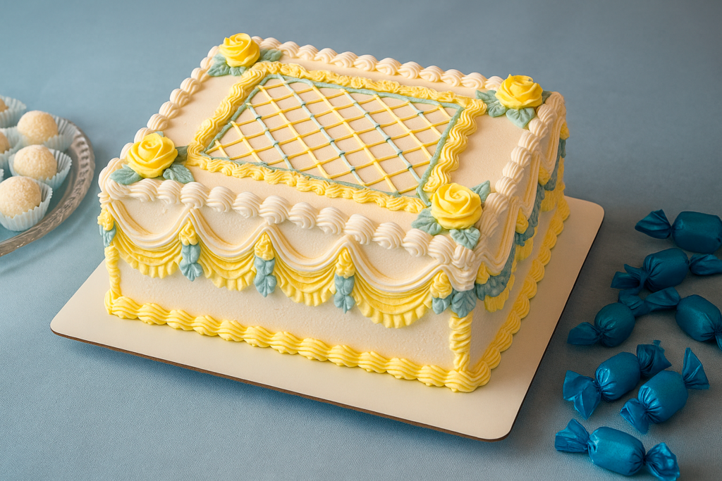 bolo-quadrado-com-cobertura-chantilly-tendencia-vintage