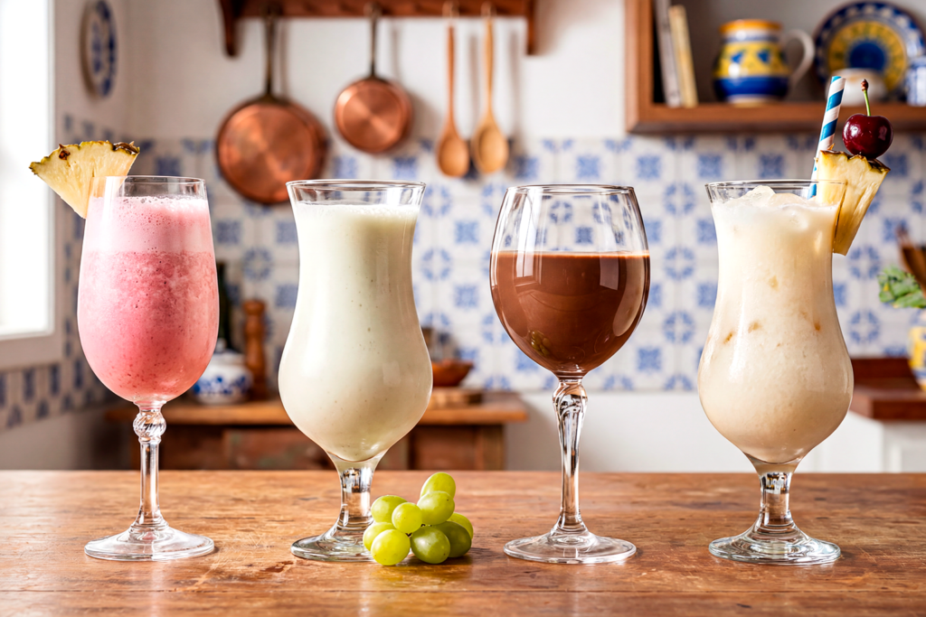 varios-tipos-de-drinks-batidas-sobre-a-mesa-da-cozinha